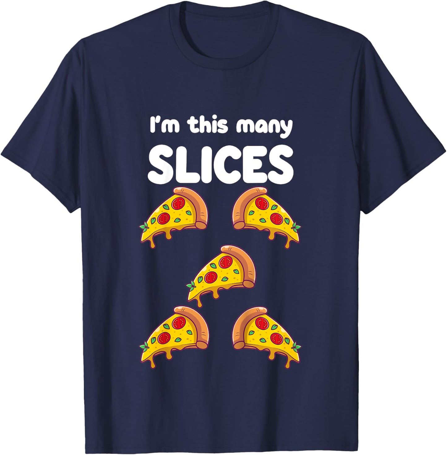 Cute Pizza 5th Birthday I'm This Many Slices 5-Year-Old T-Shirt - T-Shirt | Navy