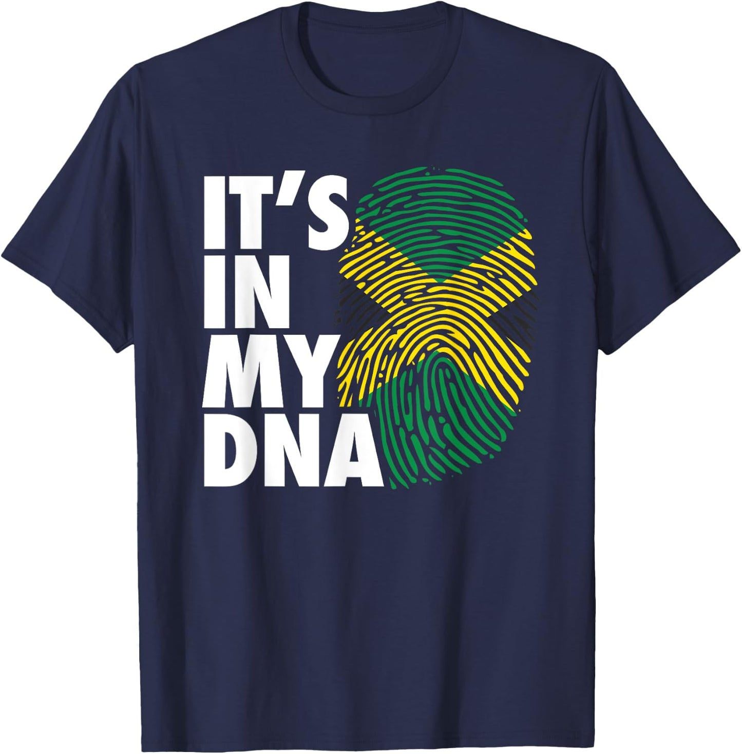 My DNA Jamaica Fingerprint Jamaican Pride Heritage Souvenir T-Shirt - T-Shirt | Navy