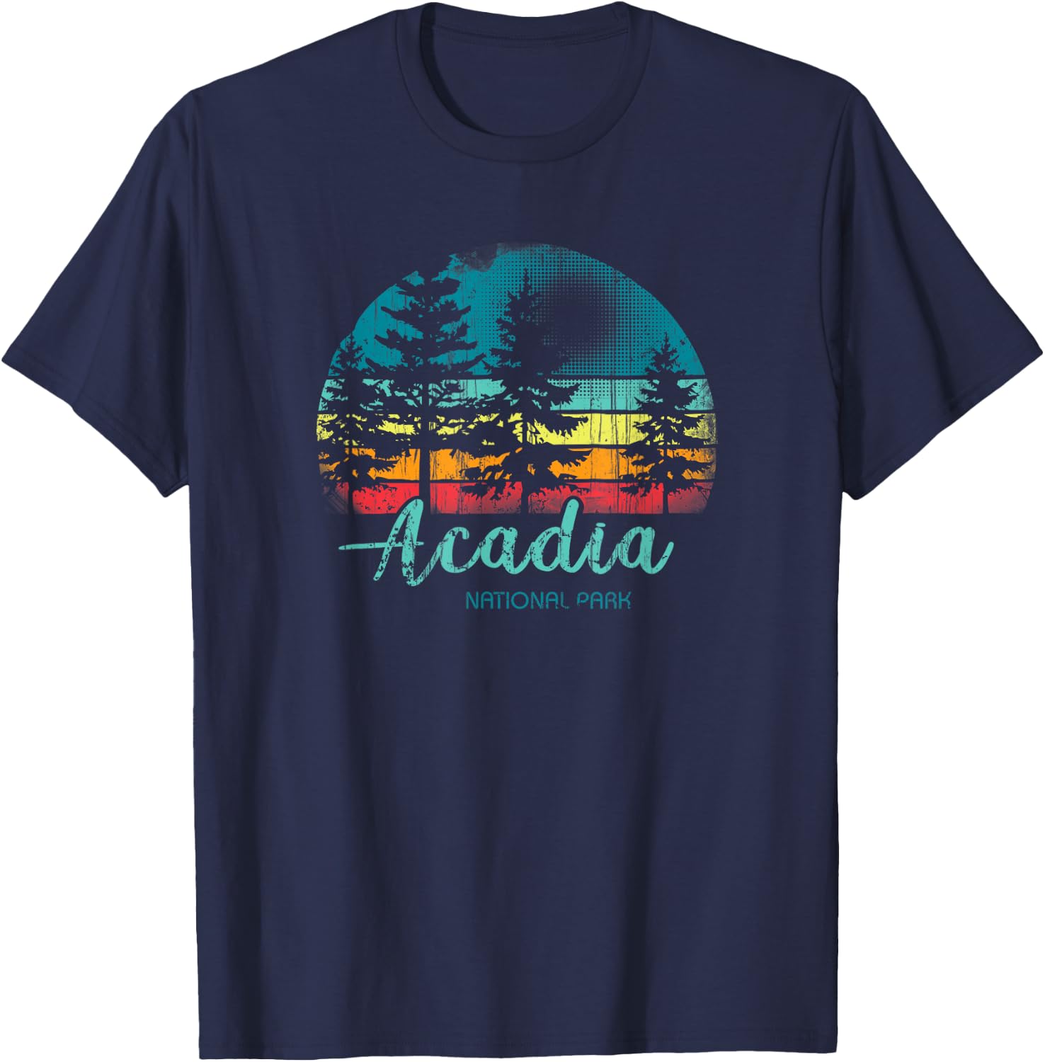 Acadia National Park Pines Vintage T-Shirt - T-Shirt | Navy