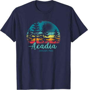Acadia National Park Pines Vintage T-Shirt - T-Shirt | Navy