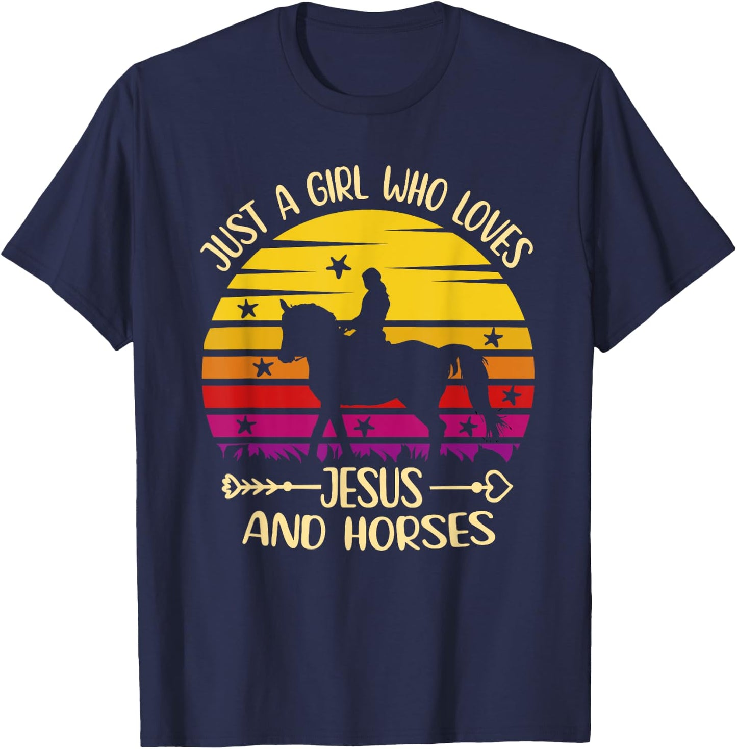 Jesus And Horses - Just A Girl Who Loves Jesus And Horses T-Shirt - T-Shirt | Navy