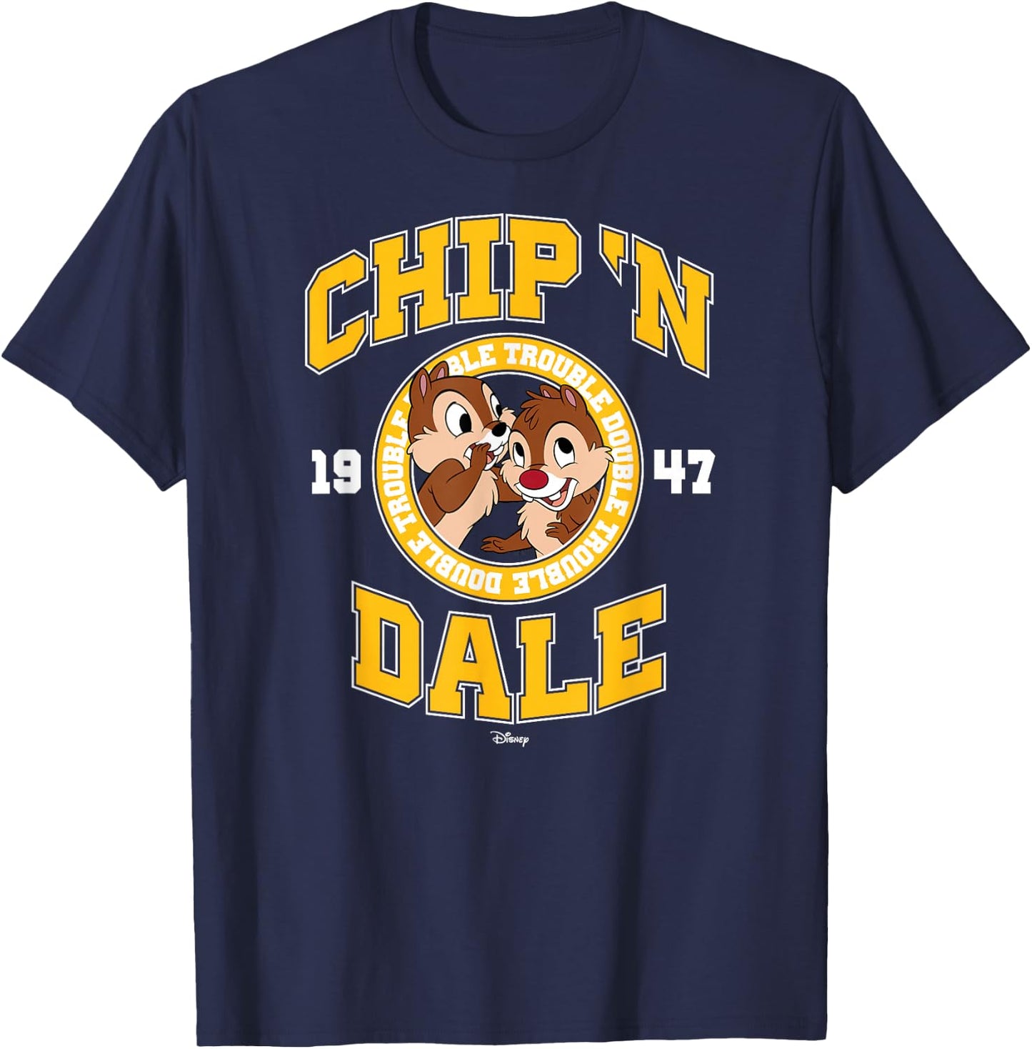 Chip 'N Dale Rescue Rangers - Collegiate Double Trouble T-Shirt - T-Shirt | Navy