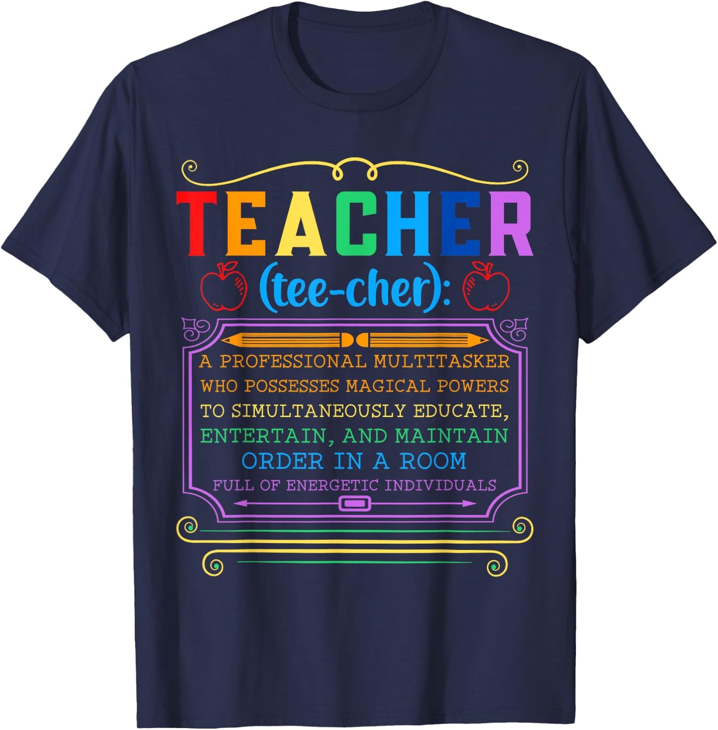 Teacher Definition - Funny Teaching School Teacher T-Shirt - T-Shirt | Navy