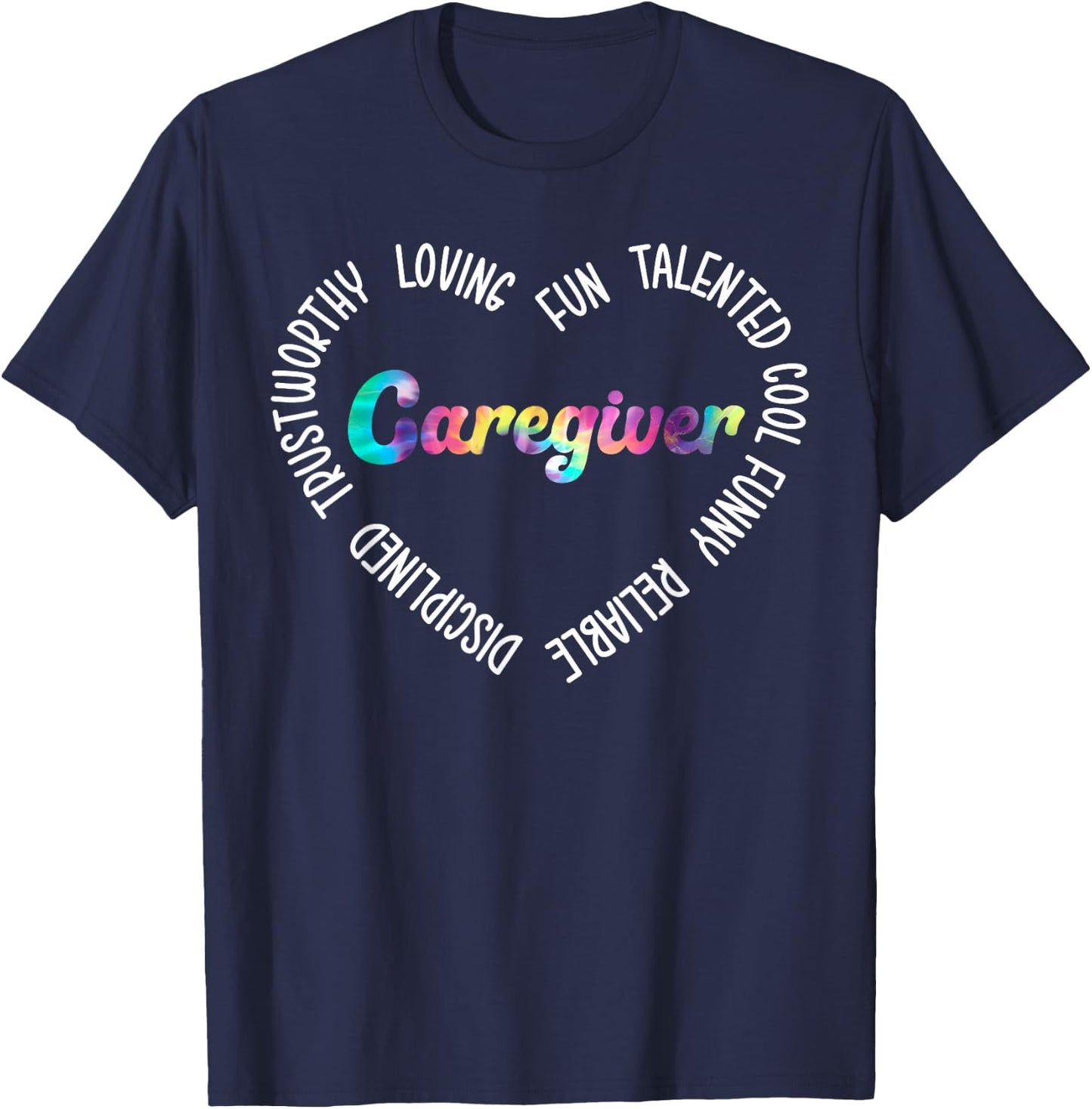 Care Giver Appreciation for Caregivers Men's Classic Fit Black Cotton Polyester Blend Stretchable Casual Short Sleeve T-Shirt - T-Shirt | Navy