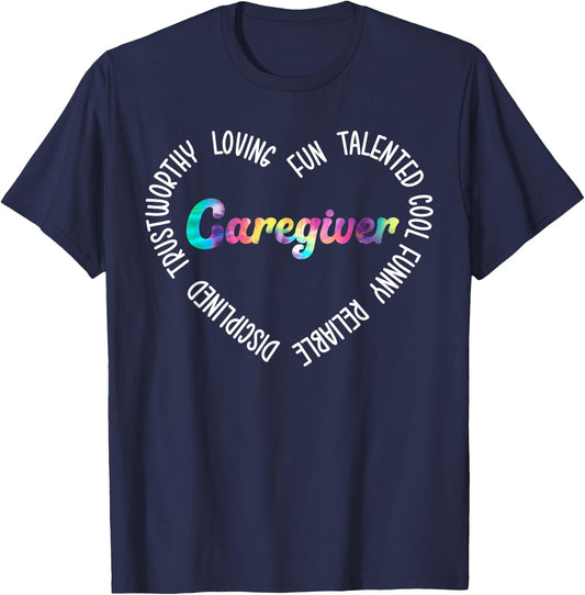 Care Giver Appreciation for Caregivers Men's Classic Fit Black Cotton Polyester Blend Stretchable Casual Short Sleeve T-Shirt - T-Shirt | Navy