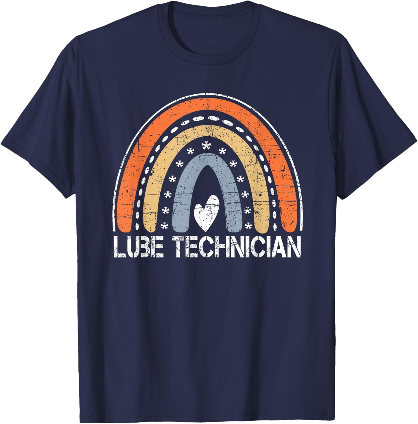 Funny Job Title Worker Vintage Rainbow Lube Technician T-Shirt - T-Shirt | Navy