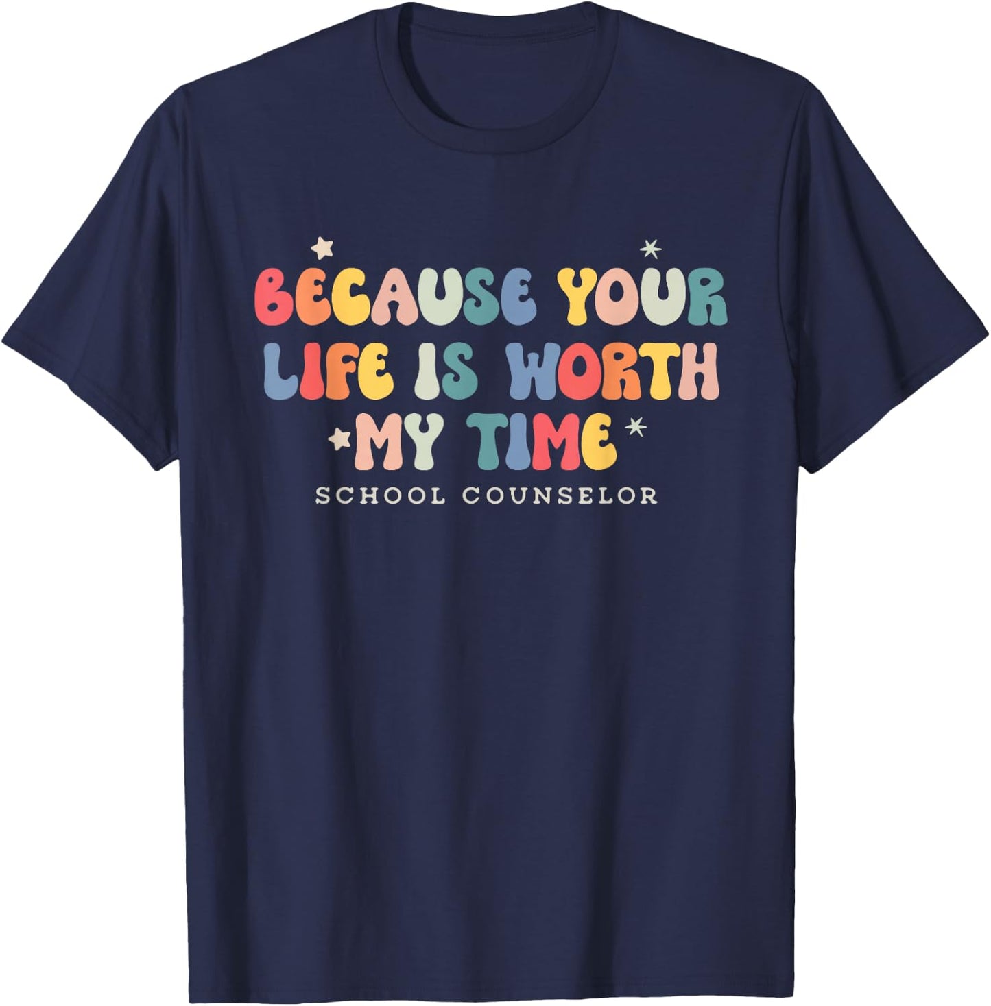 School Counselor Groovy Retro Shirt Funny Cute Women Girls T-Shirt - T-Shirt | Navy