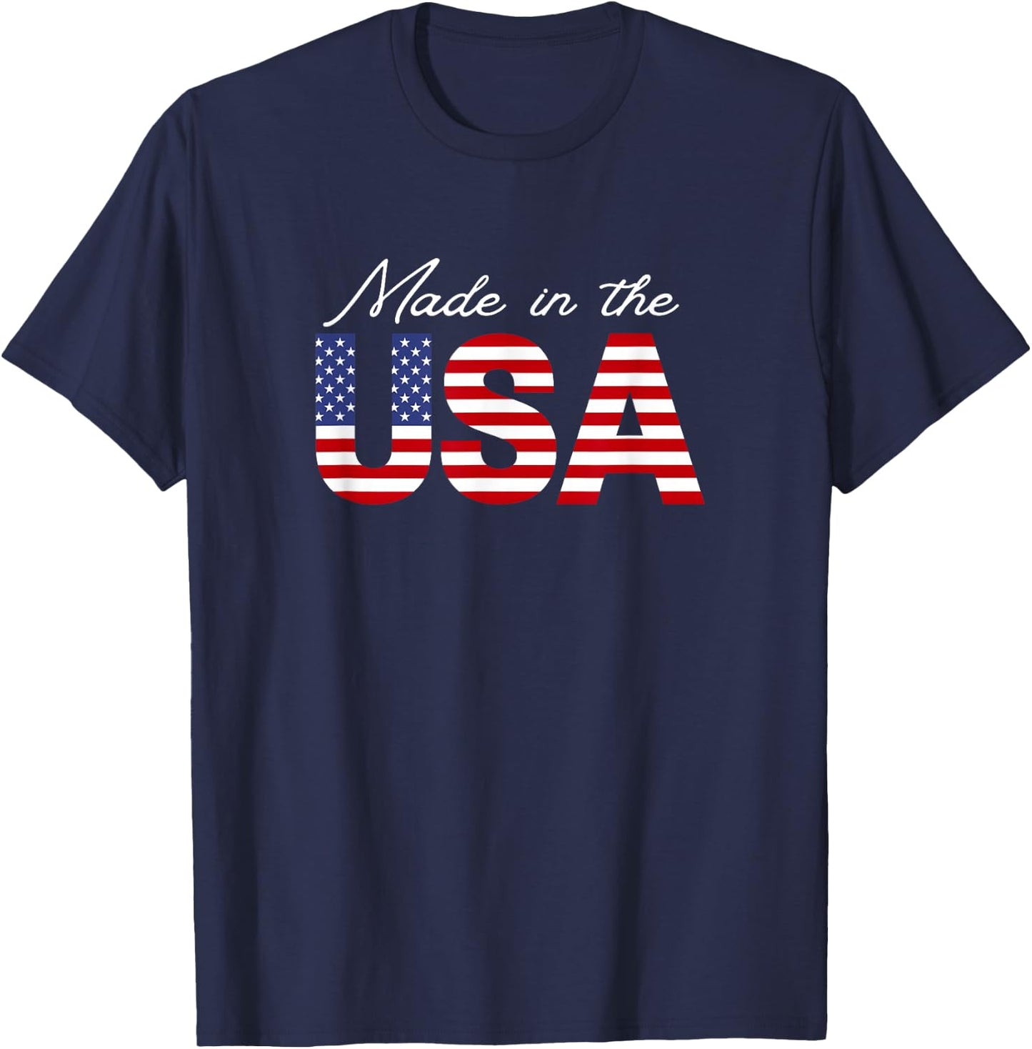 Made in the USA - Retro Patriotic American Flag USA Graphic Kids Men T-Shirt - T-Shirt | Navy