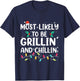 Most Likely To Be Grilling And Chilling Christmas Grill T-Shirt - T-Shirt | Navy