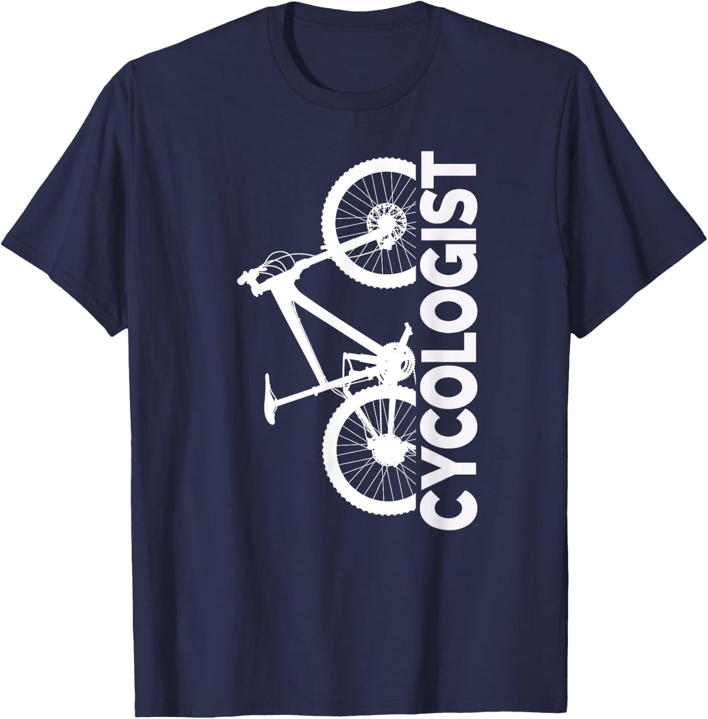 Mountain Biking Cycologist Vertical Graphic Design T-Shirt - T-Shirt | Navy