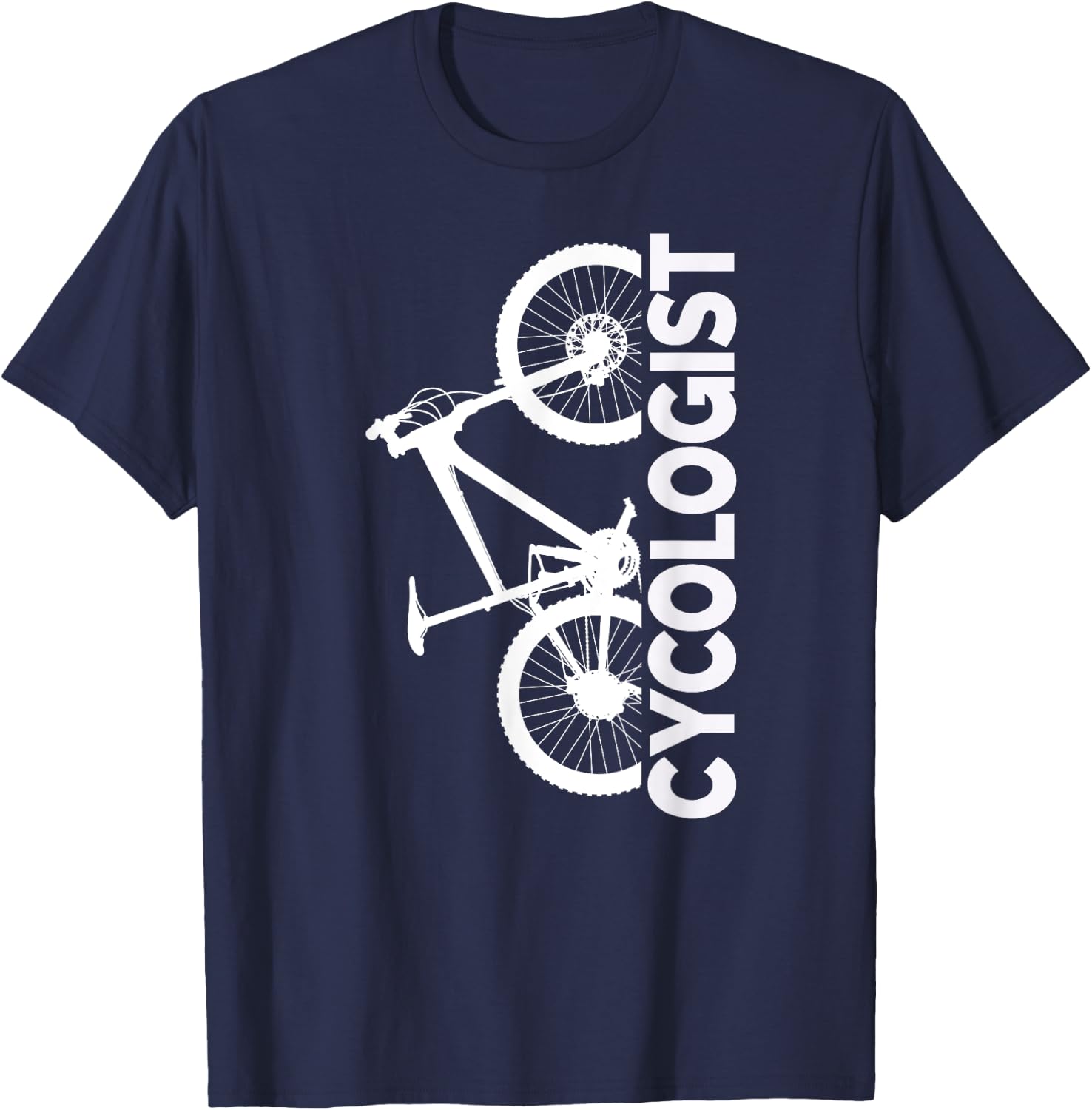Mountain Biking Cycologist Vertical Graphic Design T-Shirt - T-Shirt | Navy