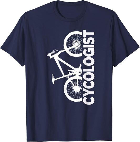 Mountain Biking Cycologist Vertical Graphic Design T-Shirt - T-Shirt | Navy