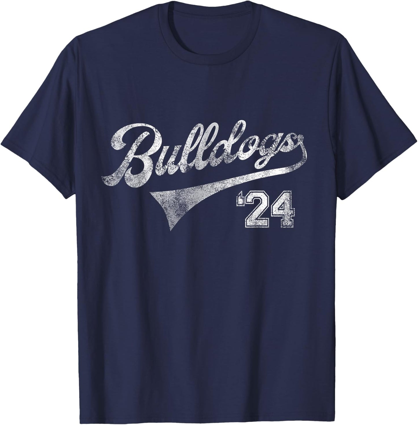 Bulldogs 2024 School Sports Fan Team Spirit Mascot Vintage T-Shirt - T-Shirt | Navy