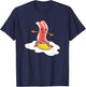 Kawaii Bacon Surfing On Fried Egg Breakfast Egg and Bacon T-Shirt - T-Shirt | Navy