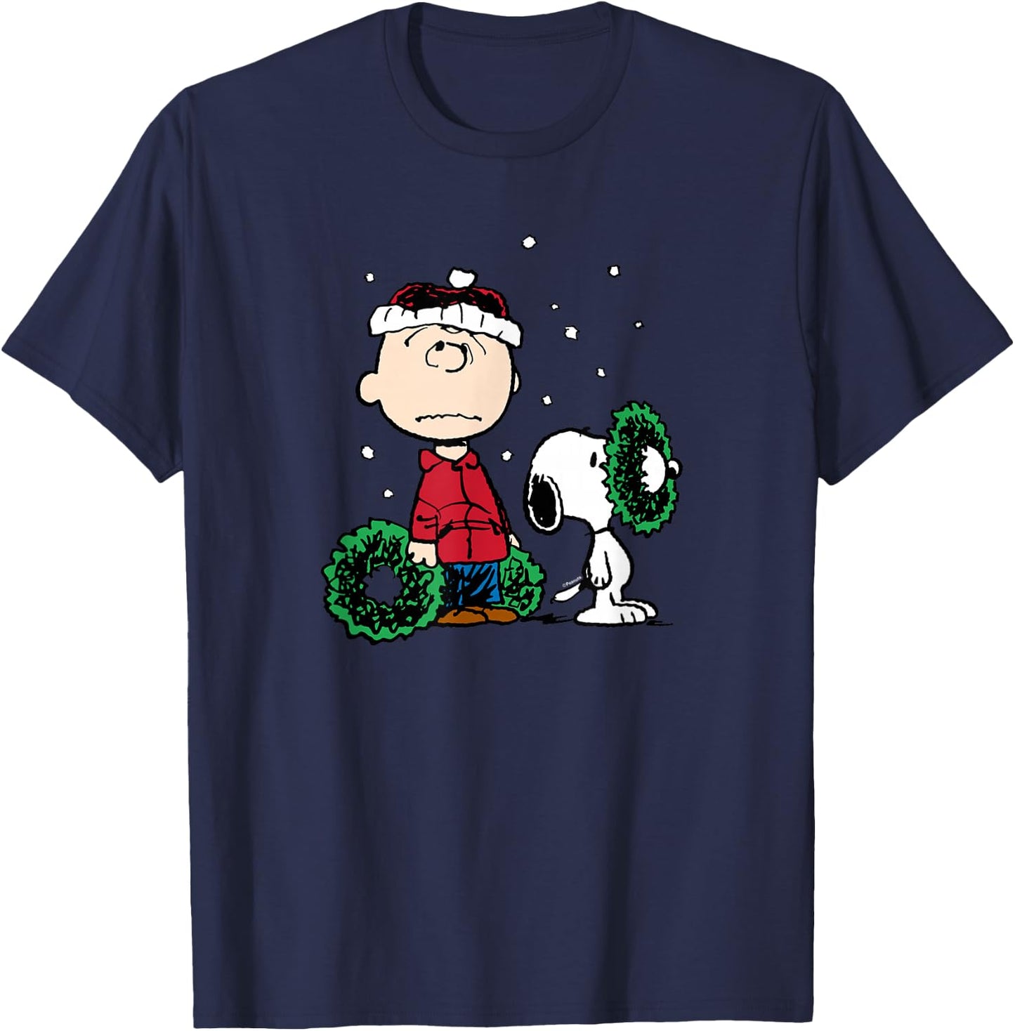 Peanuts - Snoopy Charlie Brown Wreath T-Shirt - T-Shirt | Navy