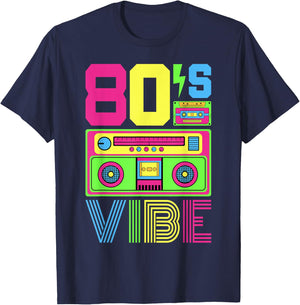 80s Vibe 1980s Fashion Theme Party Outfit Eighties Costume T-Shirt - T-Shirt | Navy