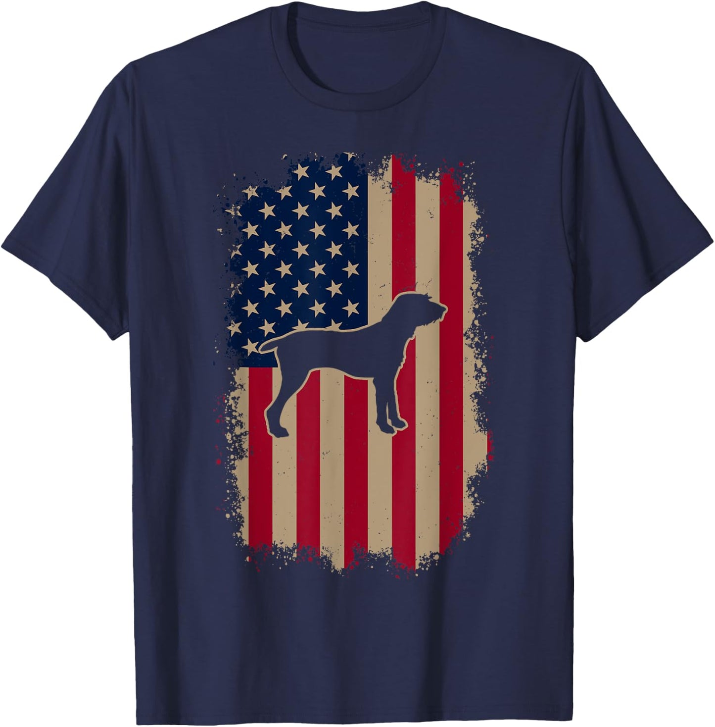 American US Flag Pudelpointer T-Shirt - T-Shirt | Navy