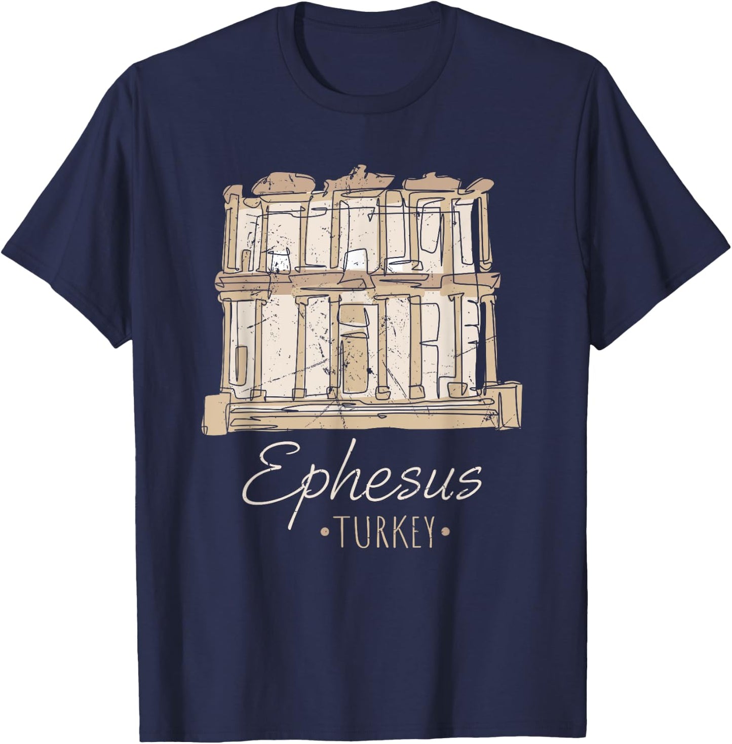 Ephesus Turkey Ancient City Architecture Ruins History T-Shirt - T-Shirt | Navy