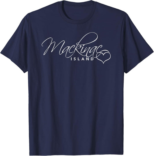 Mackinac Island Heart Michigan Souvenir Lake Huron Vacation T-Shirt - T-Shirt | Navy