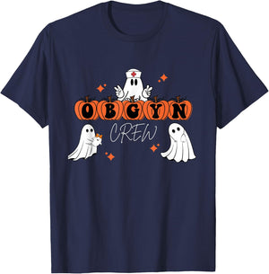 Halloween OBGYN Crew Ghost Obstetrics Nurse Squad T-Shirt - T-Shirt | Navy