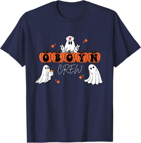 Halloween OBGYN Crew Ghost Obstetrics Nurse Squad T-Shirt - T-Shirt | Navy