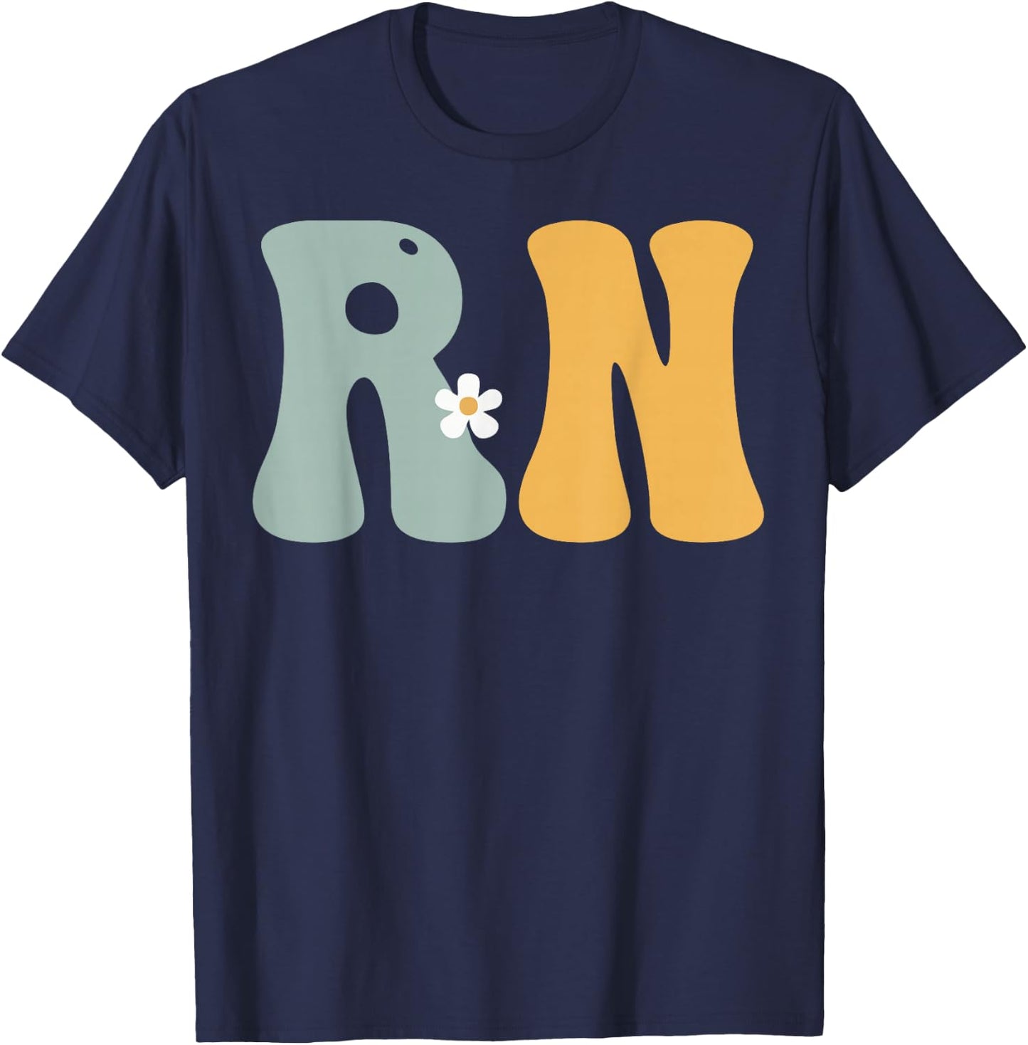 RN Registered Nurse Week Groovy Appreciation Day T-Shirt - T-Shirt | Navy