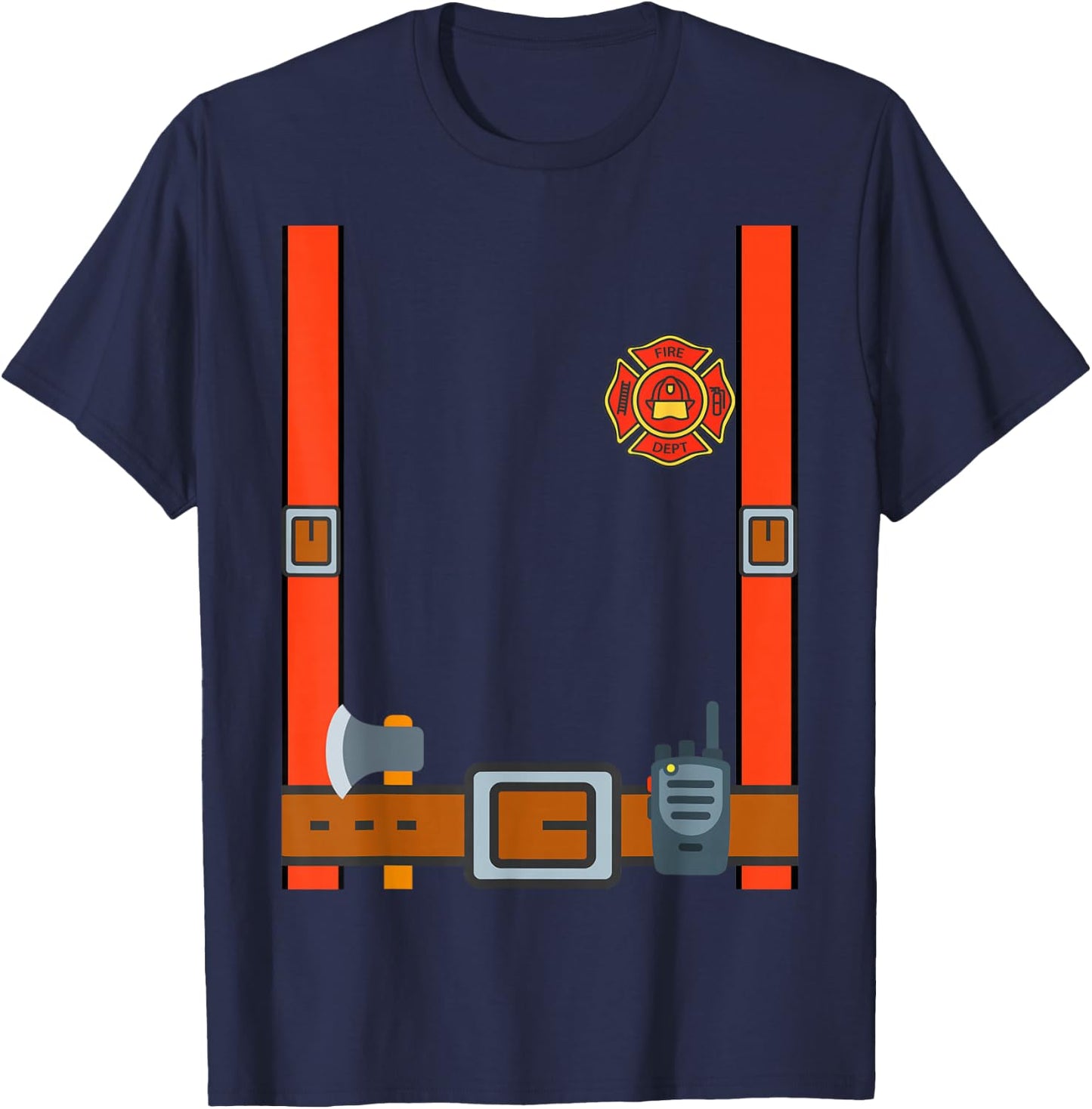 Fun Fireman Halloween - Firefighter Cosplay Costume Dressup T-Shirt - T-Shirt | Navy