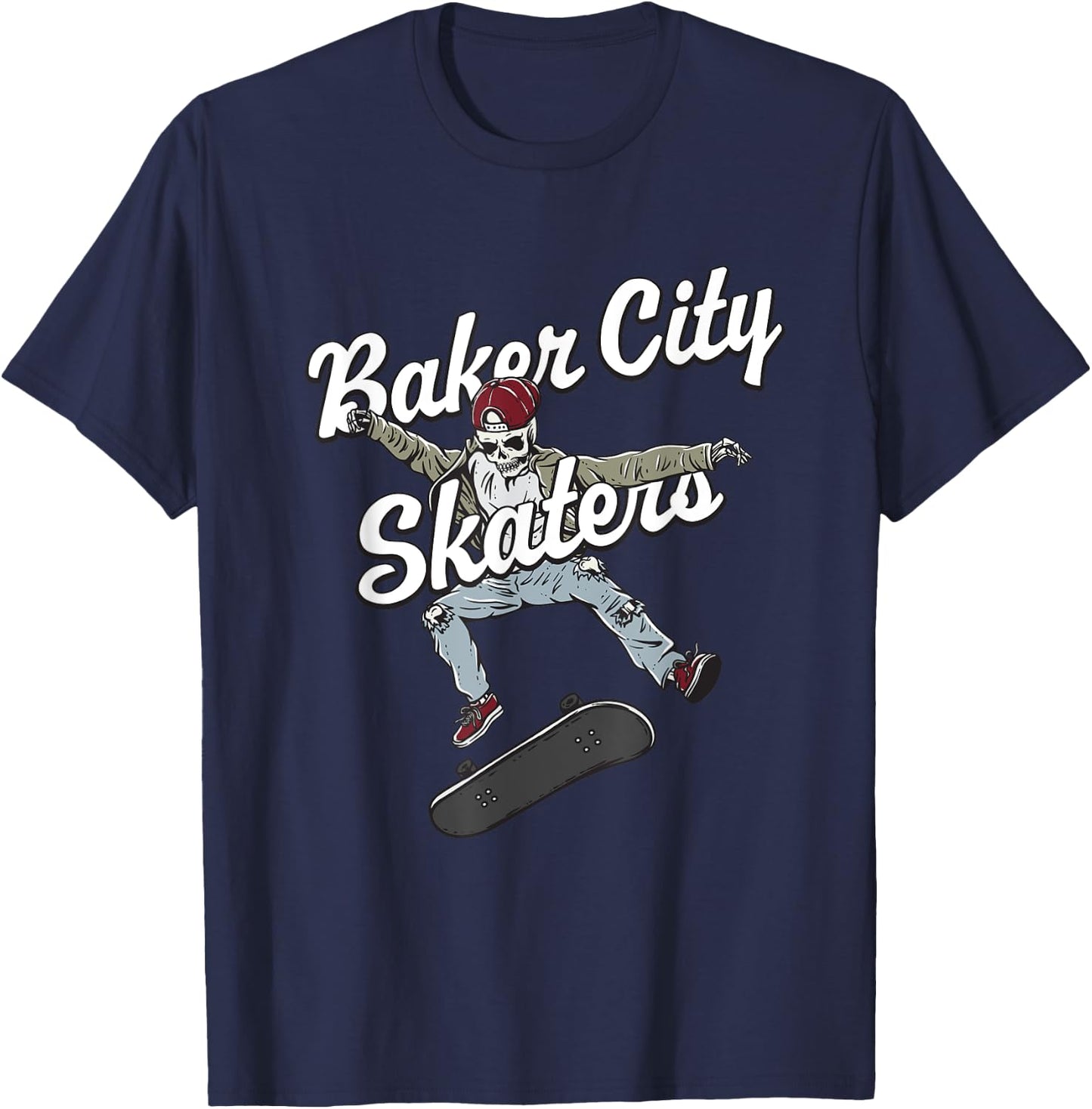 Baker City Skater Skateboarding Funny Skateboard Humor T-Shirt - T-Shirt | Navy