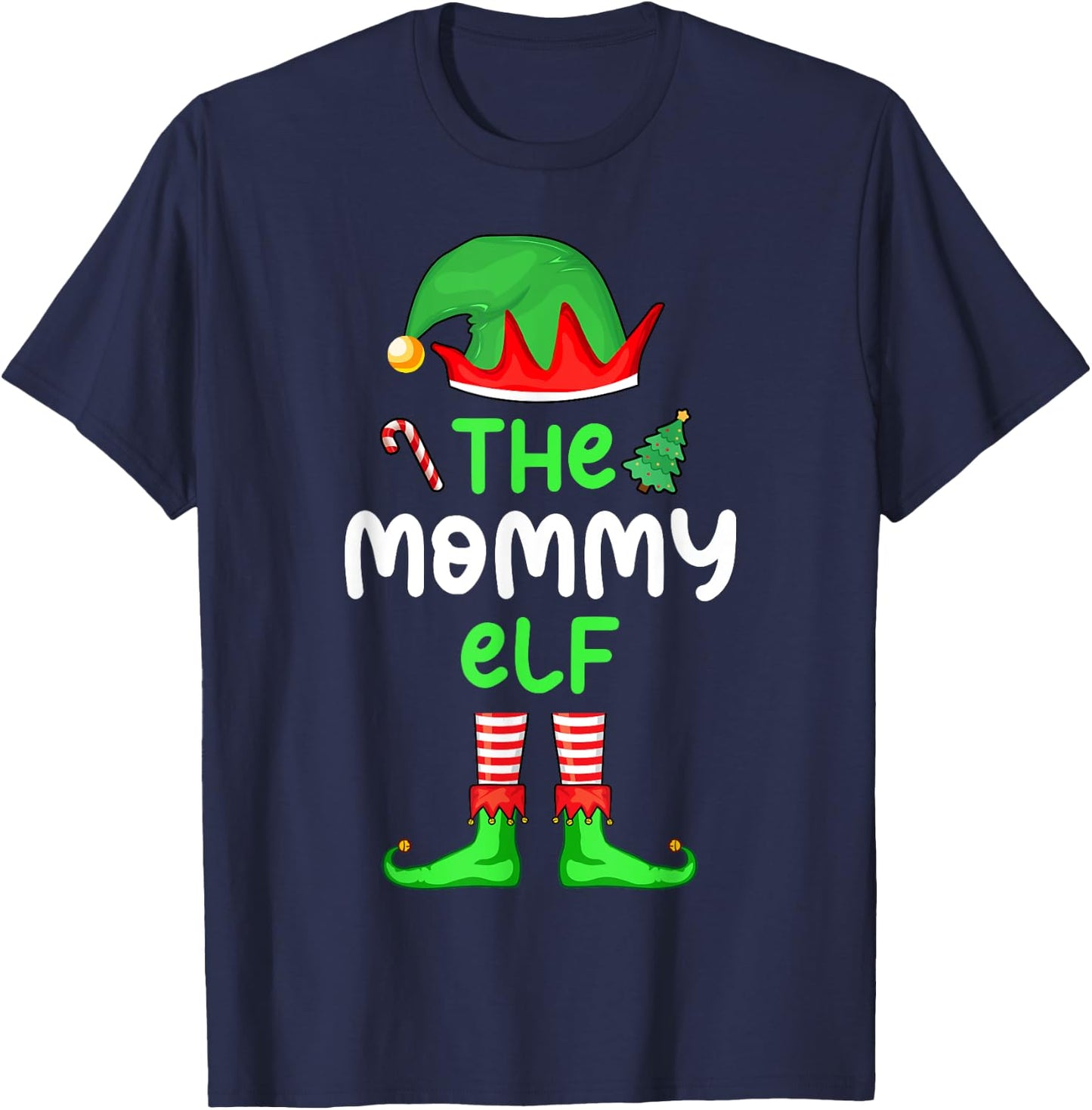 I'm The Mom Elf Christmas Family Matching Pajama Mommy Elf T-Shirt - T-Shirt | Navy