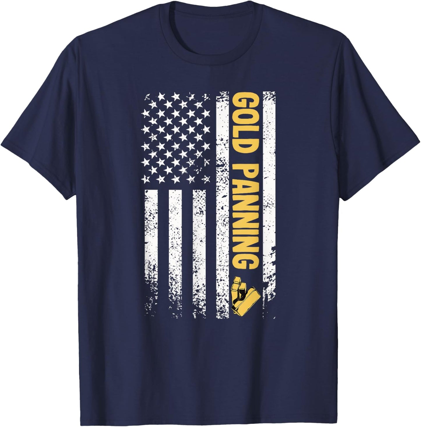 Gold panning usa flag gold miner prospecting gold digging T-Shirt - T-Shirt | Navy