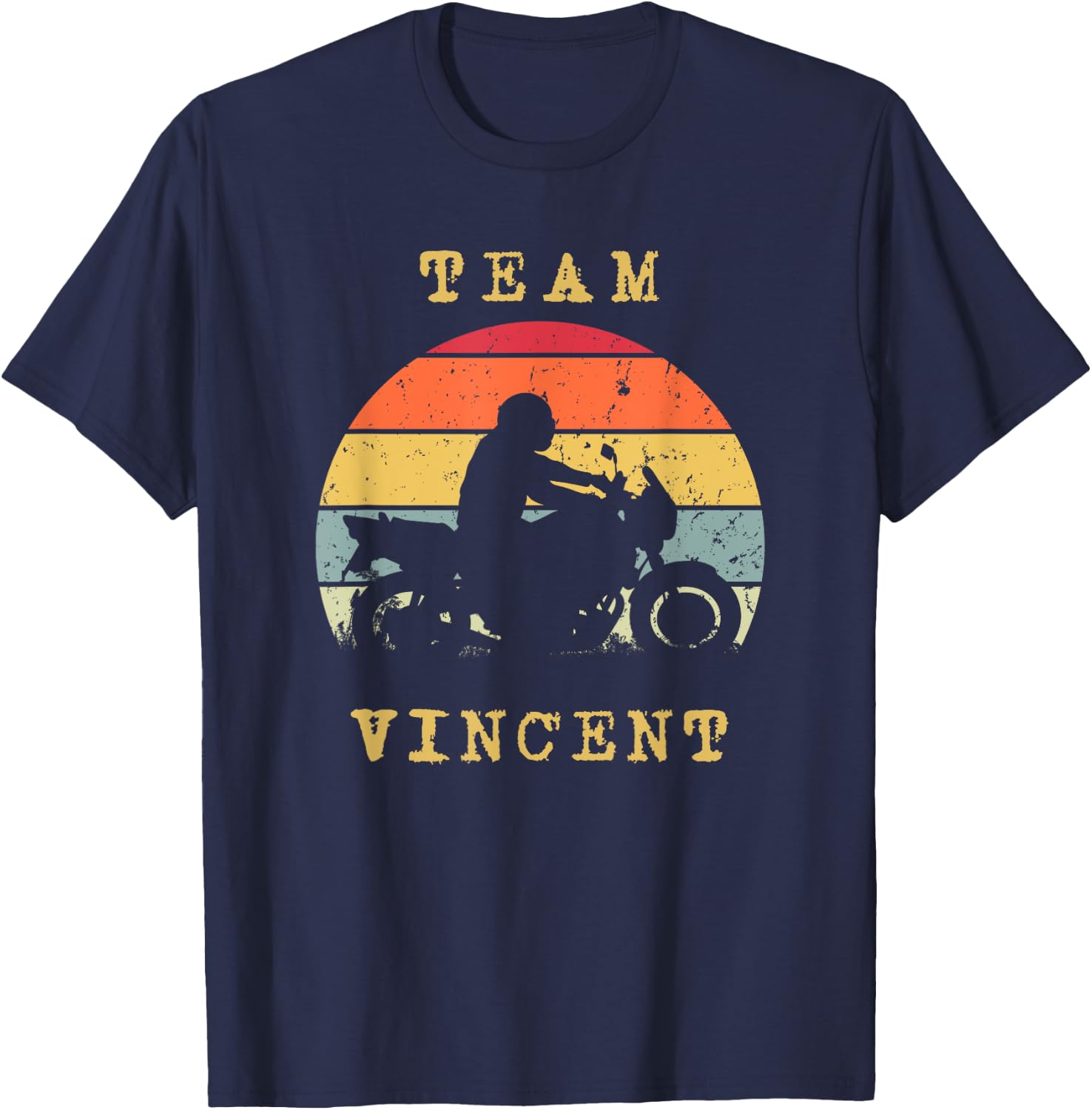 Fun Vintage Retro Sunset Vincent Motorcycle Biker Rider T-Shirt - T-Shirt | Navy