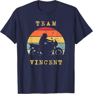 Fun Vintage Retro Sunset Vincent Motorcycle Biker Rider T-Shirt - T-Shirt | Navy