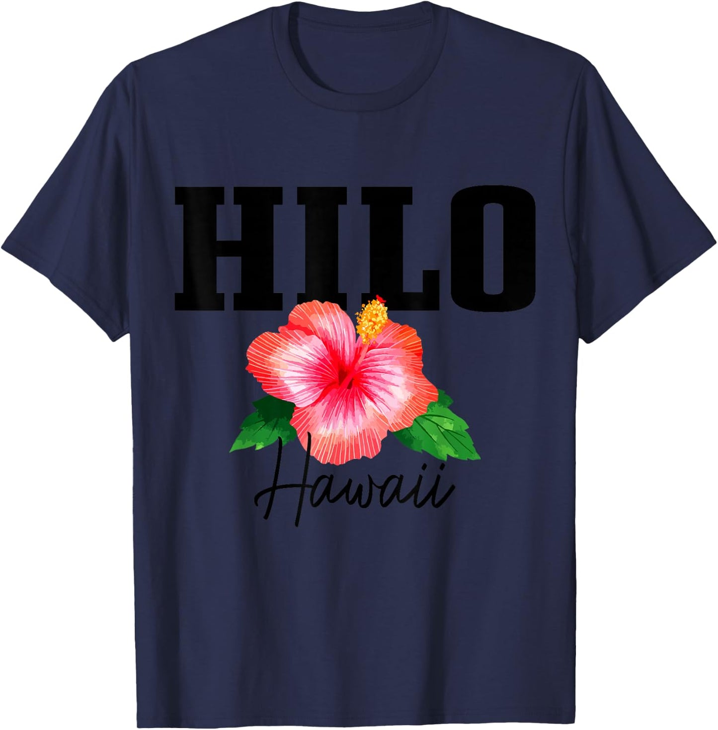 Hilo Hawaii Floral Hawaiian Hibiscus Surf Surfer Vintage T-Shirt - T-Shirt | Navy