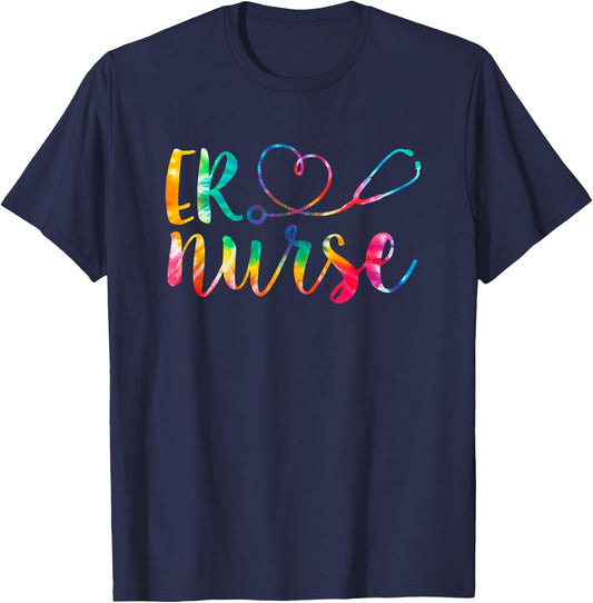 Tie Dye Emergency Nurse ER Nurse Emergency Nurse T-Shirt - T-Shirt | Navy