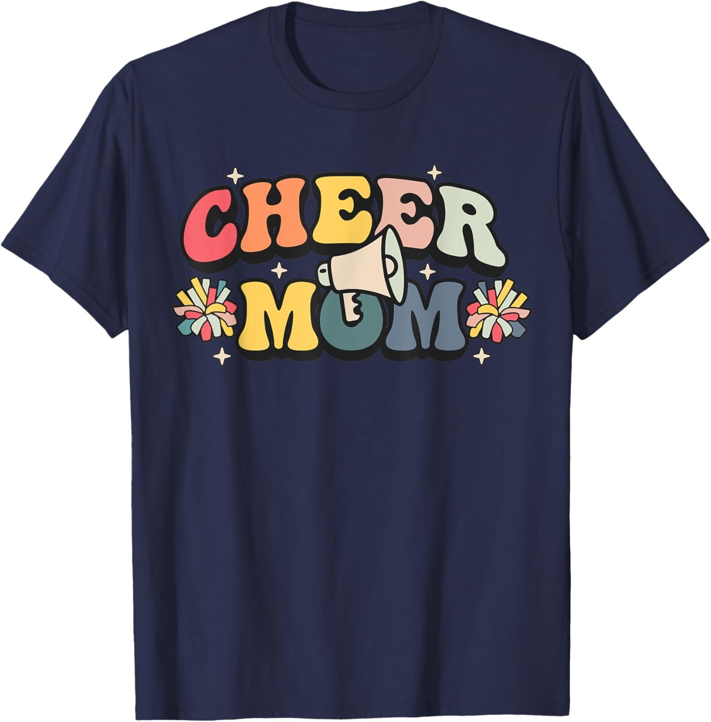 Cheer Mom Cheerleader Mom Mama Cheerleading Team Retro T-Shirt - T-Shirt | Navy
