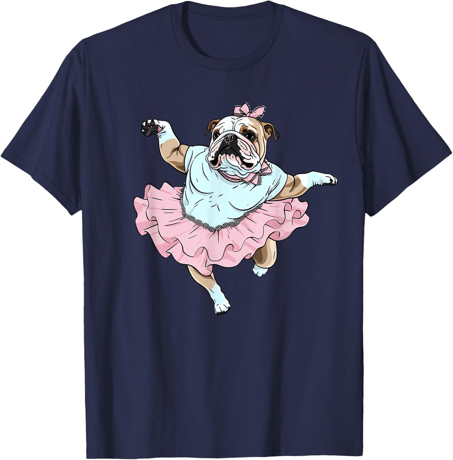 English Bulldog Ballerina Funny Dog Ballet Women Kids T-Shirt - T-Shirt | Navy