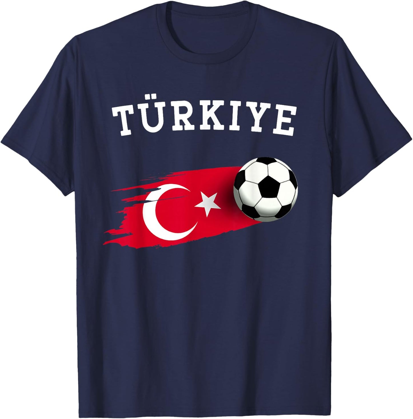 Turkish Flag Turkey Flag Turkish Soccer Turkish Football T-Shirt - T-Shirt | Navy