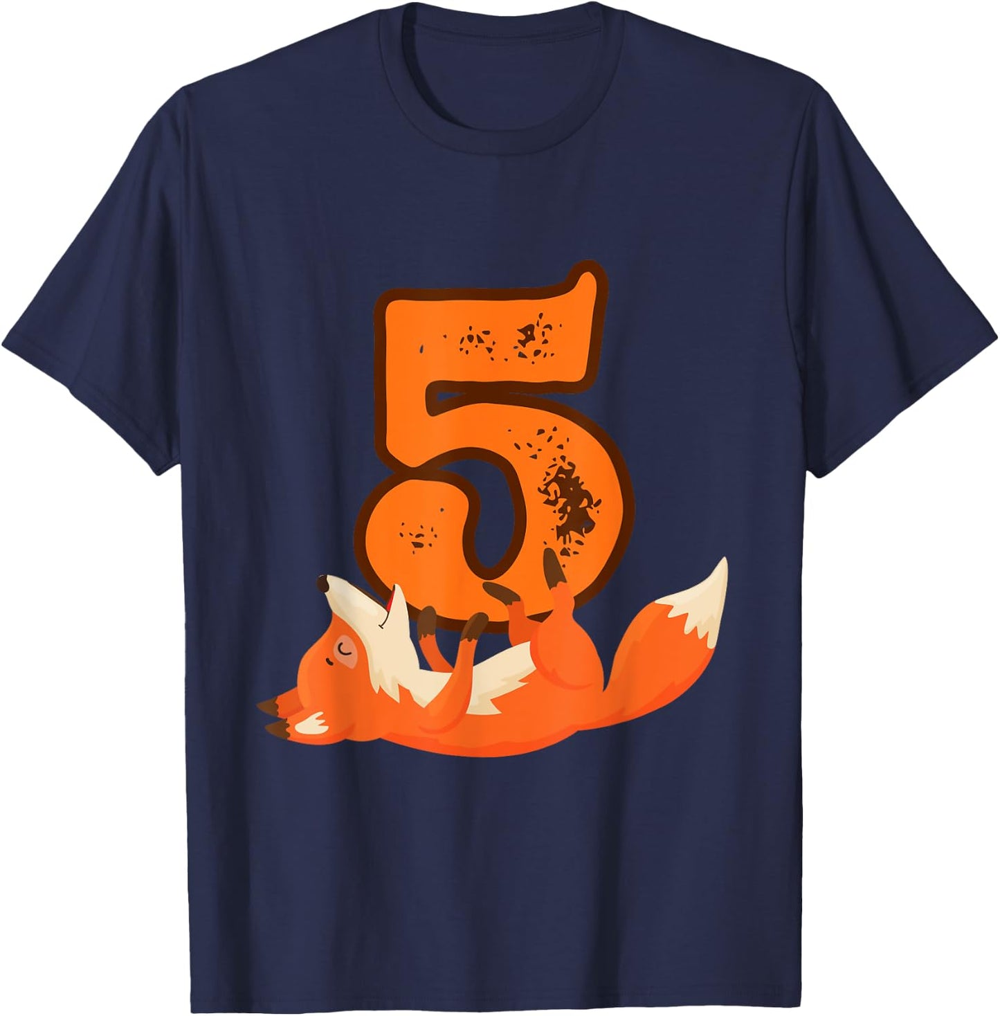 5th Birthday For Girls Gift Funny 5 Years Old Boy Fox T-Shirt - T-Shirt | Navy