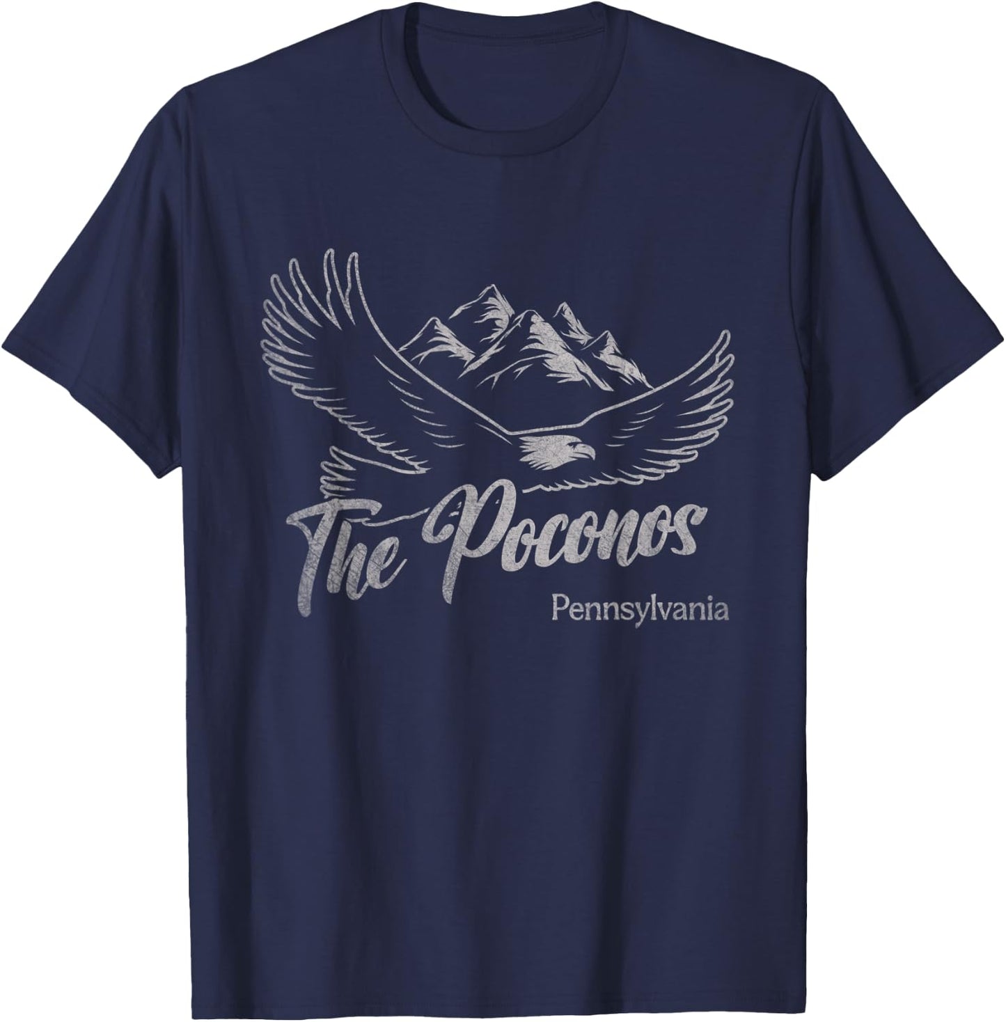 Vintage The Poconos Pennsylvania Hiking Mountains Outdoors T-Shirt - T-Shirt | Navy