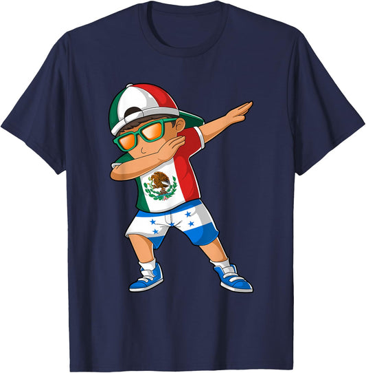 Half Mexican Half Honduran Boy Mexico Honduras Flag T-Shirt - T-Shirt | Navy