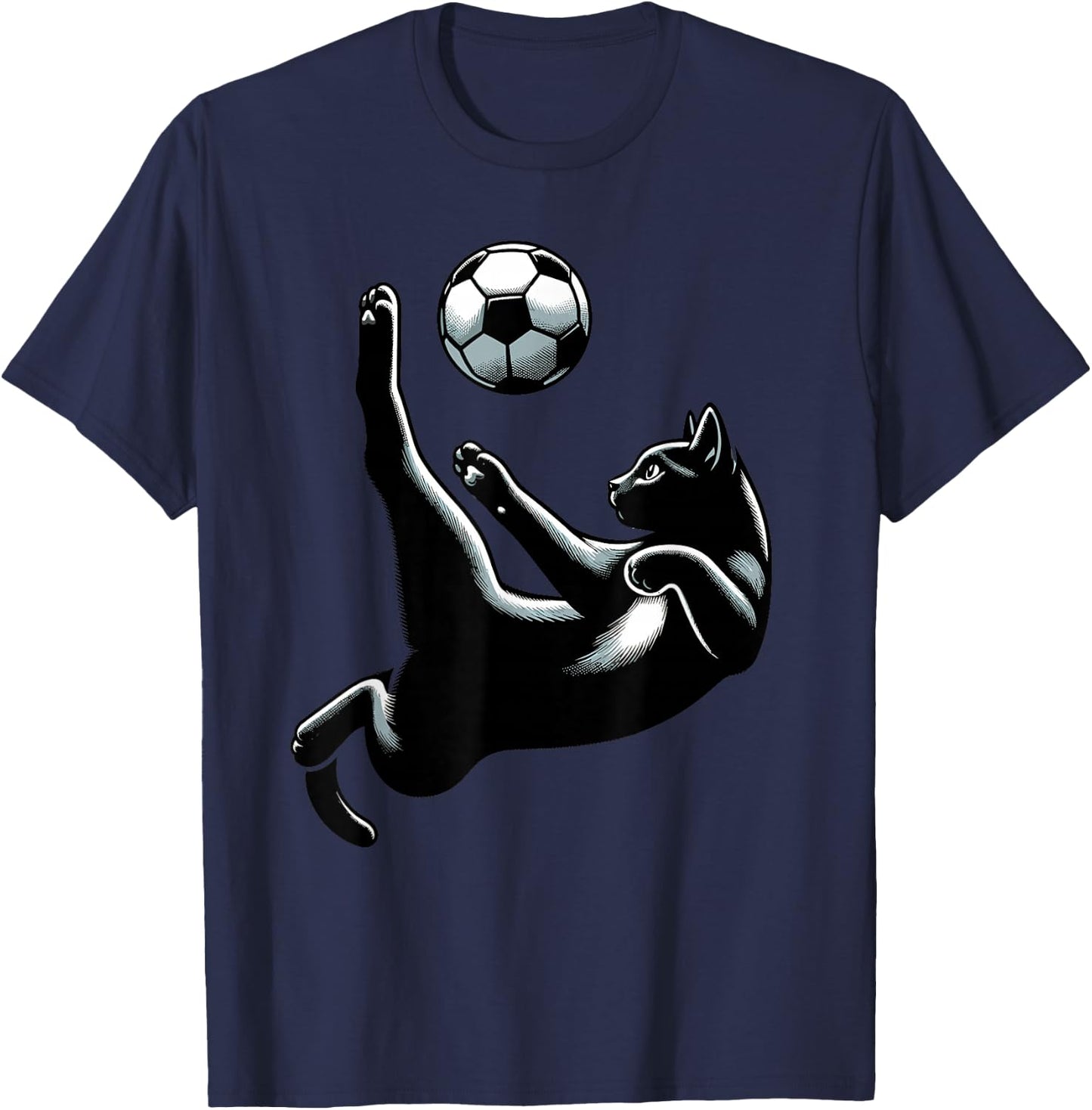 Cat Bicycle Kick - Soccer Fans Women Men Kids T-Shirt - T-Shirt | Navy