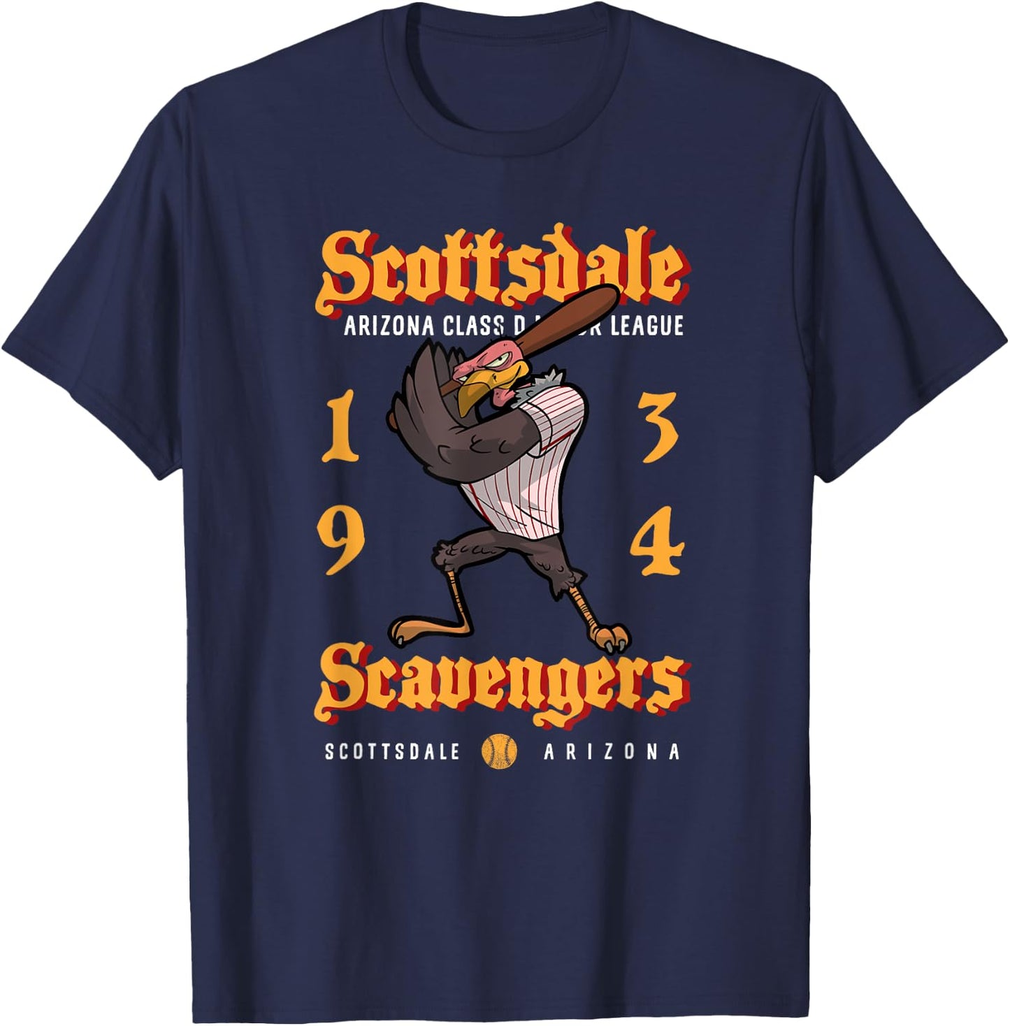 Scottsdale Scavengers Minor League Retro Baseball Team T-Shirt - T-Shirt | Navy