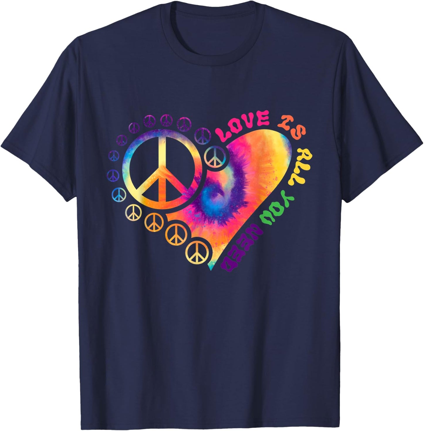 Love Is All You Need Tie Dye Hippie T-Shirt - T-Shirt | Navy