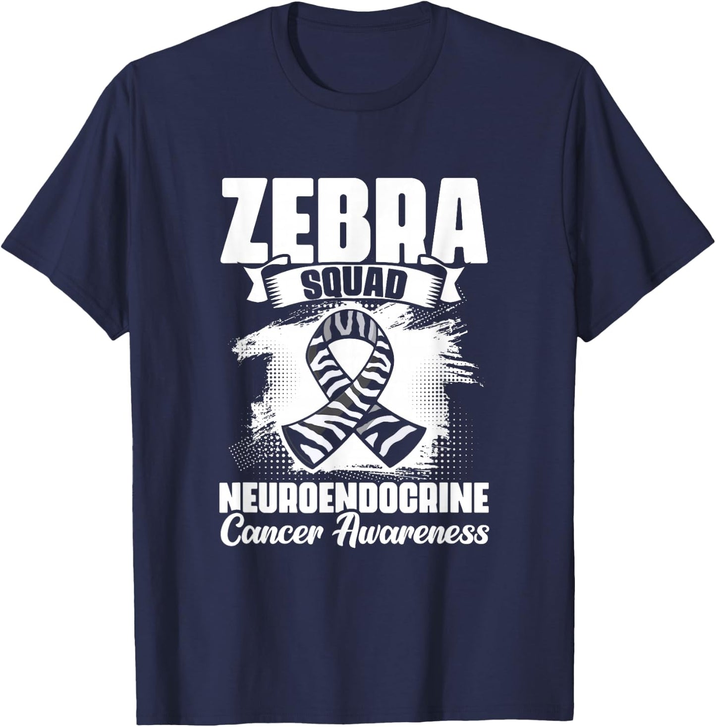 Zebra Squad - Zebra Ribbon Carcinoid Cancer Awareness T-Shirt - T-Shirt | Navy