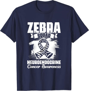Zebra Squad - Zebra Ribbon Carcinoid Cancer Awareness T-Shirt - T-Shirt | Navy