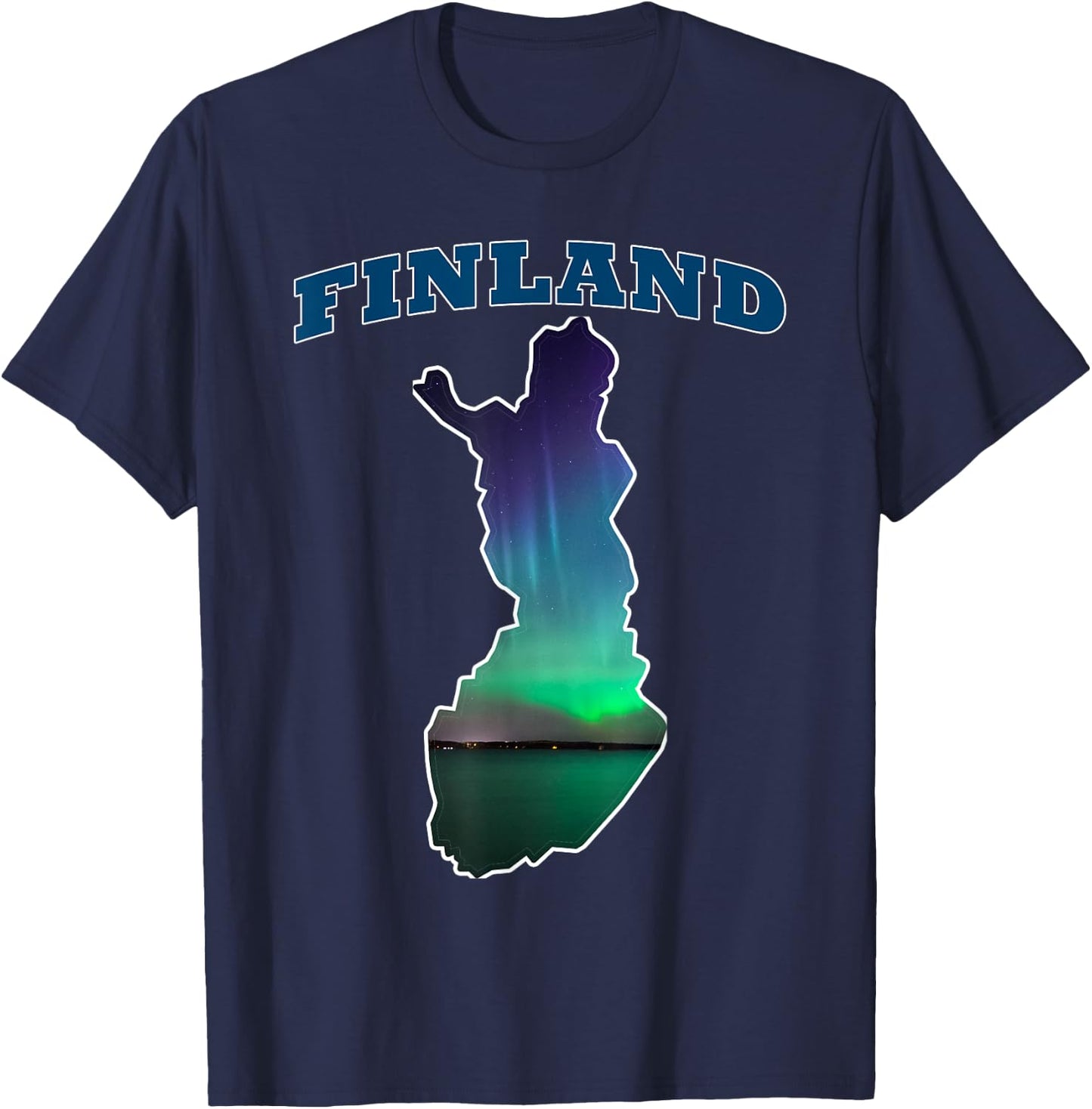 Finland Aurora Borealis Finnish Northern Lights T-Shirt - T-Shirt | Navy