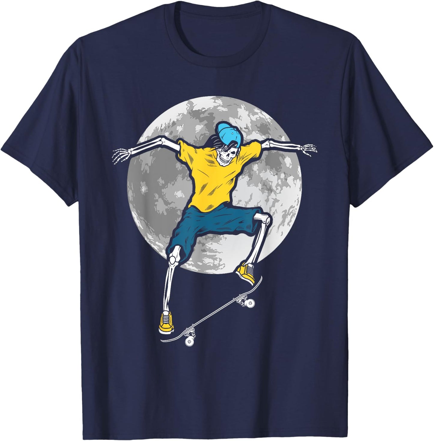 Skeleton Skateboarder Skateboard Skateboarding Skater T-Shirt - T-Shirt | Navy
