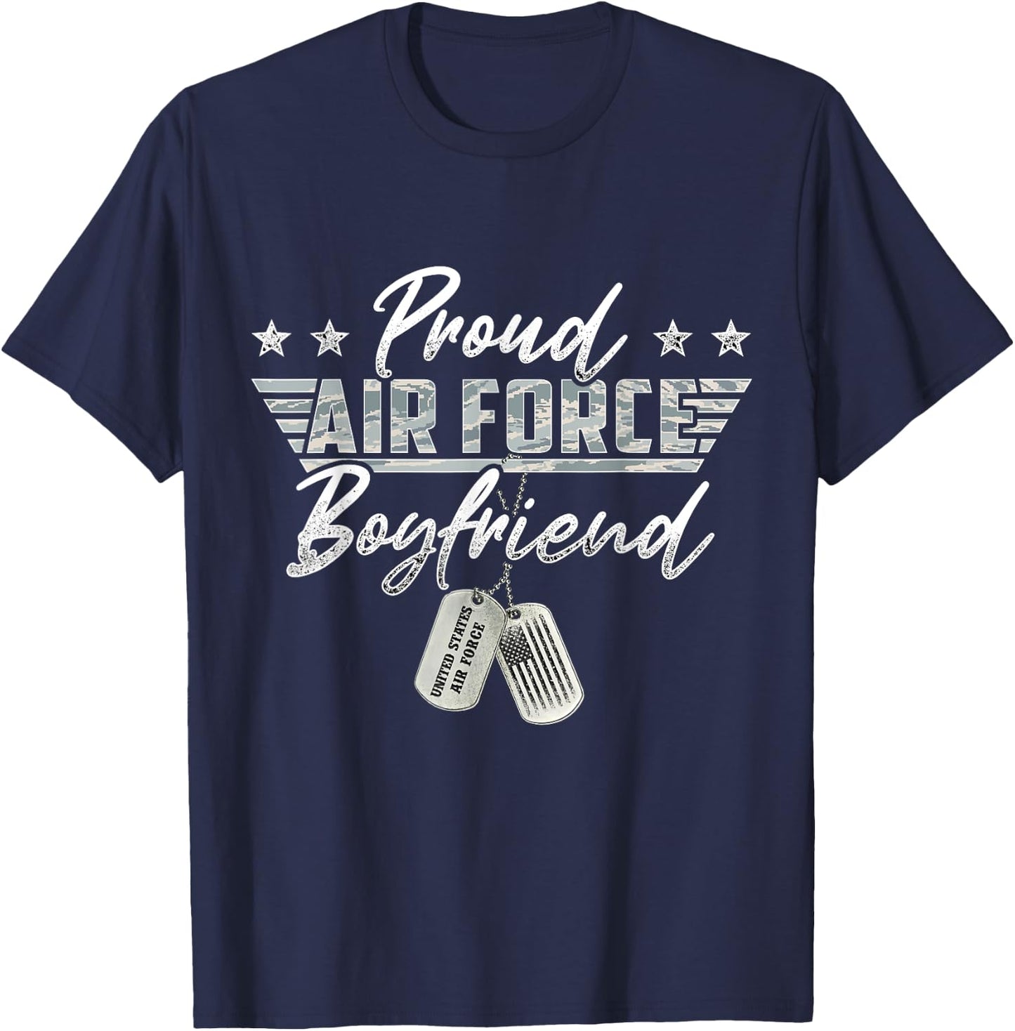 Proud Air Force Boyfriend Military Air Force Family Matching T-Shirt - T-Shirt | Navy