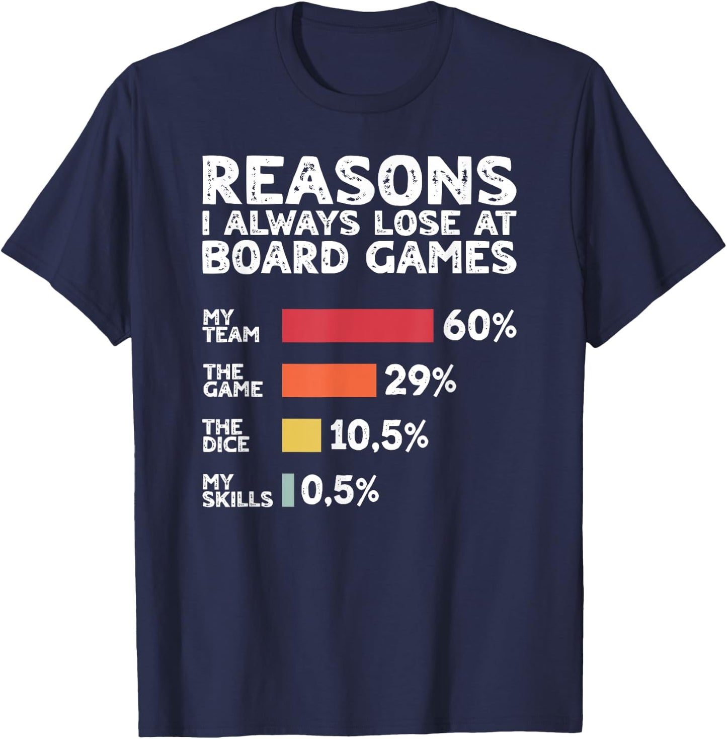 Reasons I Always Lose at Board Games Funny Game Night T-Shirt - T-Shirt | Navy