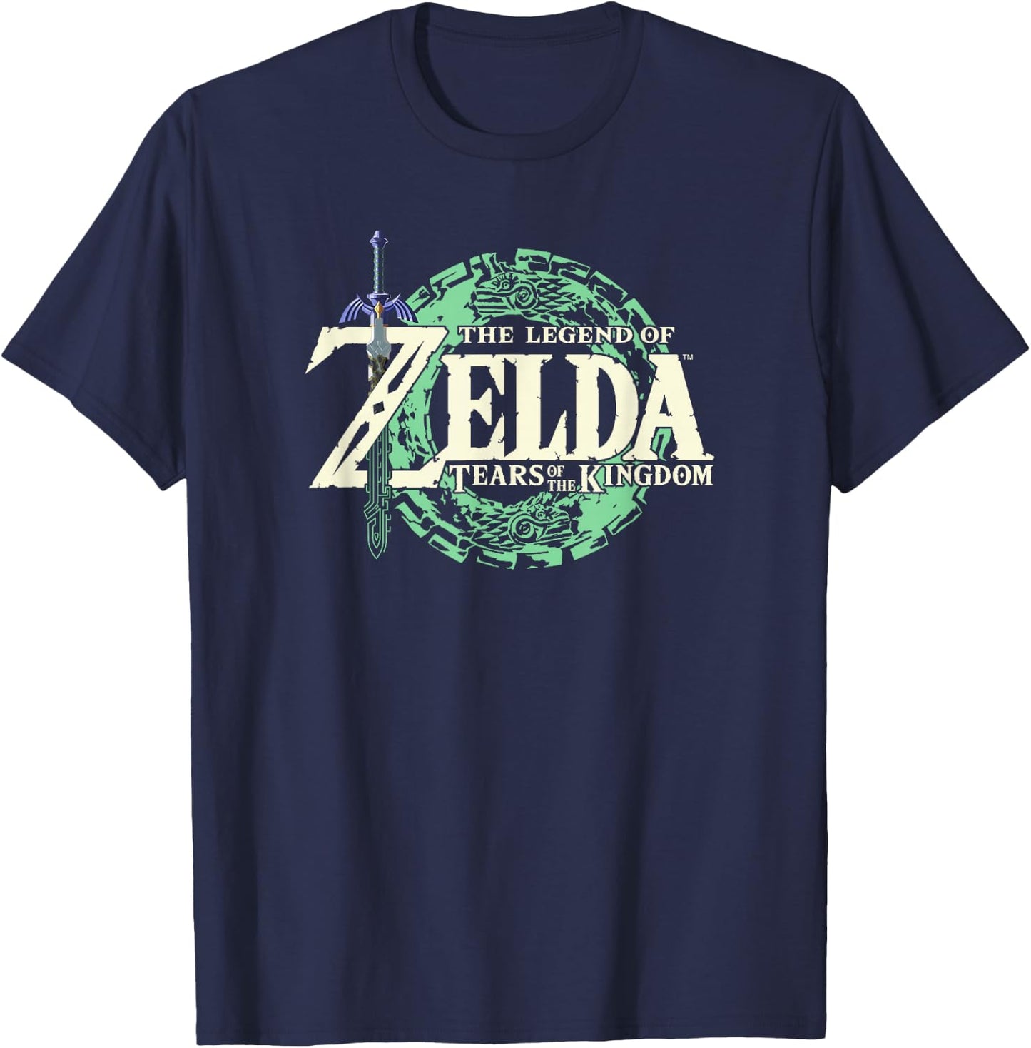 The Legend of Zelda Tears Of The Kingdom Official Logo Short Sleeve , Black, Small T-Shirt - T-Shirt | Navy